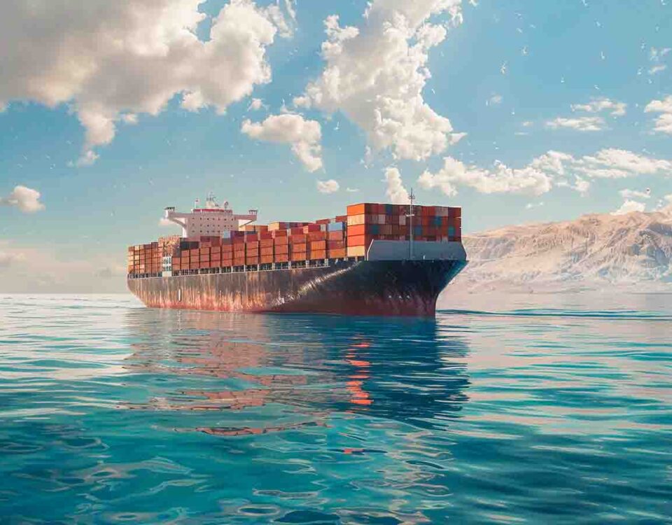 container ship in the red sea